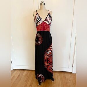 Chic Red and Black Patterned Maxi Dress